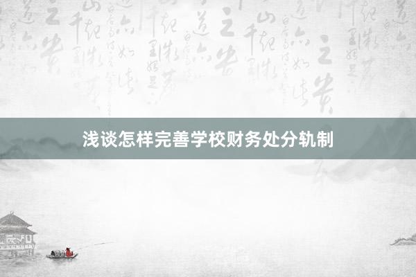 浅谈怎样完善学校财务处分轨制